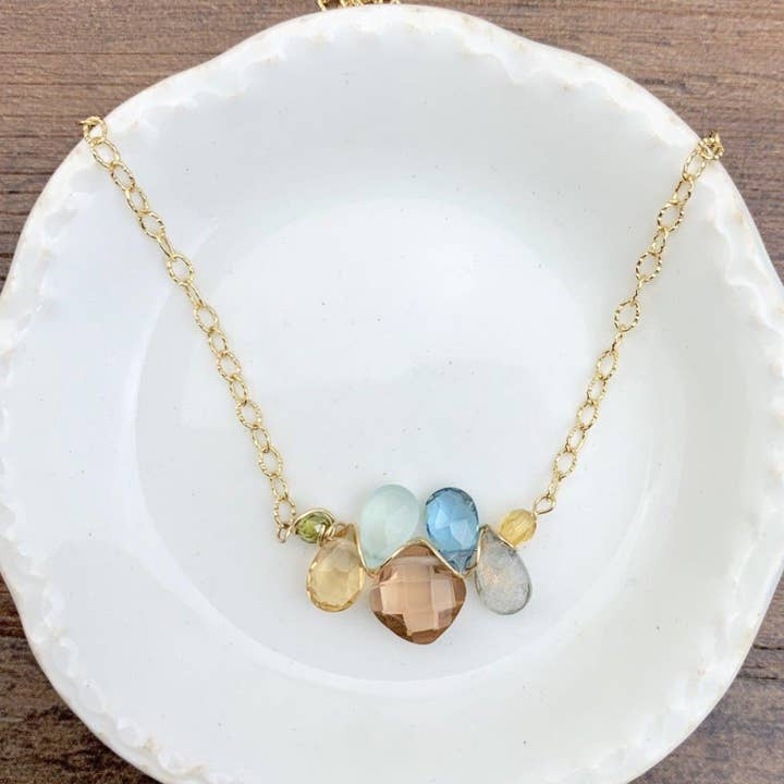 Pastel Mini Katie Colorful Gem Necklace for wholesale by Anna Balkan