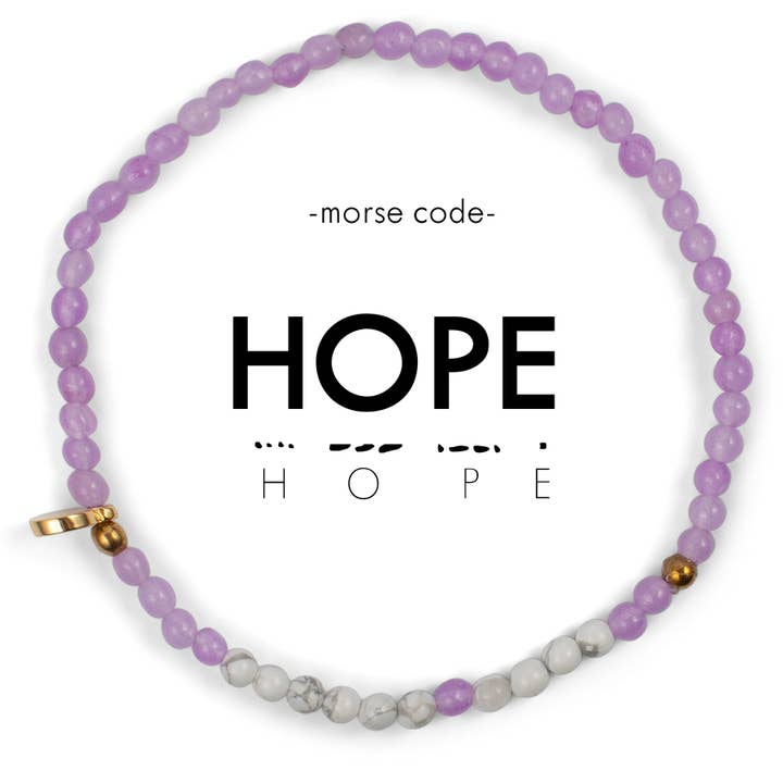 Lavender Quartz Howlite 3mm Morse Code Bracelet | HOPE for wholesale on Faire