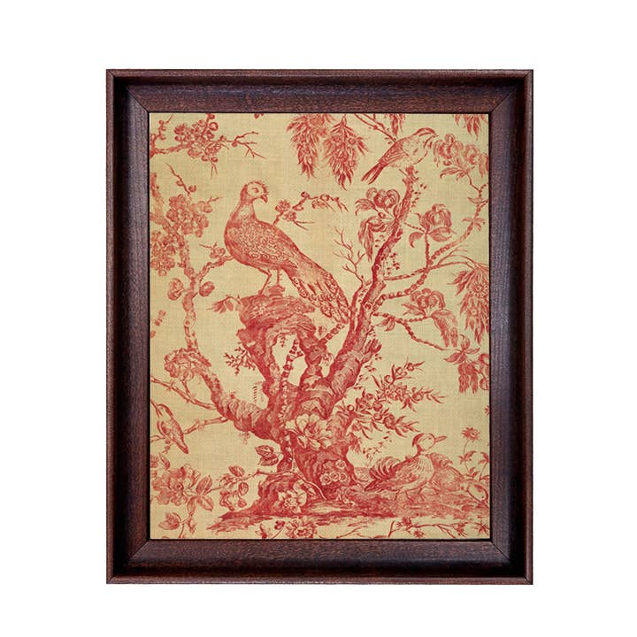 Bromley Hall Röd Toile Textil Vintage Print Väggkonst Dekor för wholesale av Madison Bay Co. - Historical Home Decor Reproductions