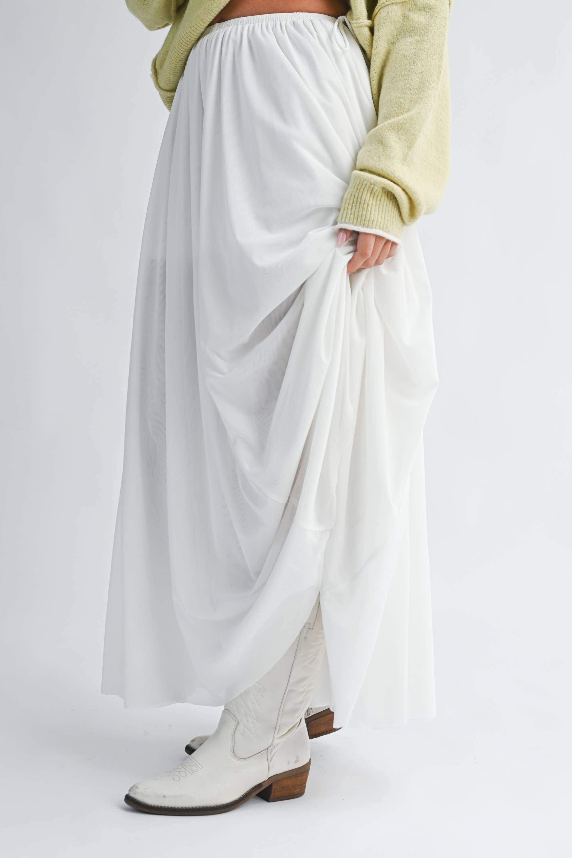 AEMI + CO - Wholesale Skirt - Women's - 7185GK Flowy Mesh Maxi Skirt15