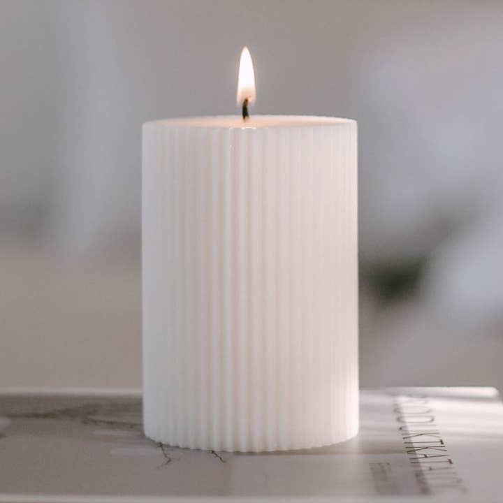 Block candle grooves 70 x 100 white (VE = 6 pcs) for wholesale by Eulenschnitt