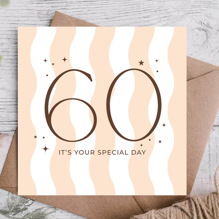 It's Your Special Day Pink Wavy Stripes 60th Birthday Card for wholesale by Highgrove Cards