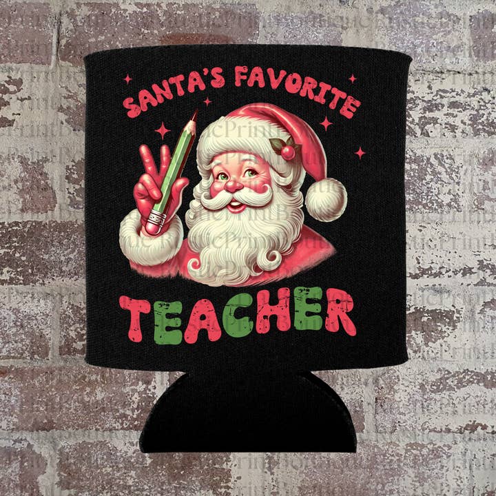 RusticPrintStudio – wholesale Drink huggers & koozies – Christmas Can Coolers Vintage Christmas Koozie Santa Koozie 0