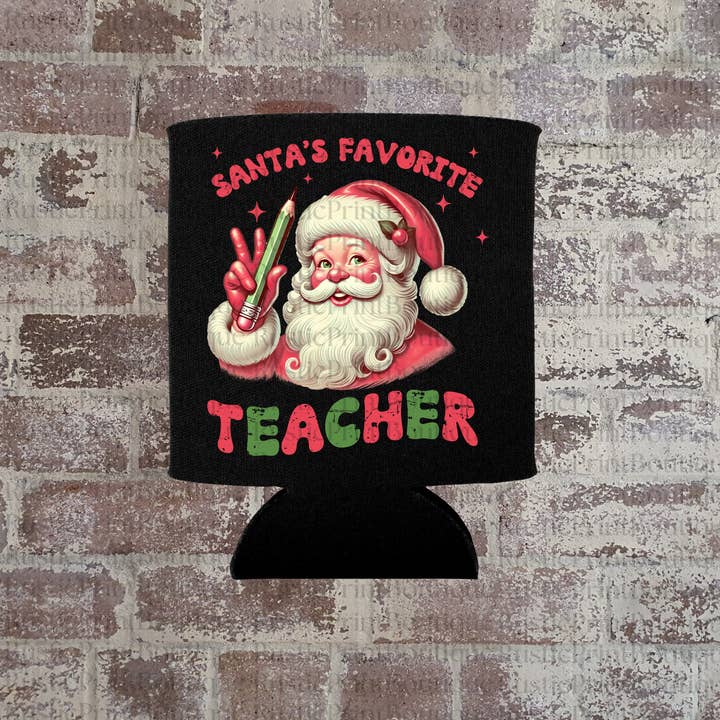 RusticPrintStudio - Wholesale Drink huggers & koozies - Christmas Can Coolers Vintage Christmas Koozie Santa Koozie