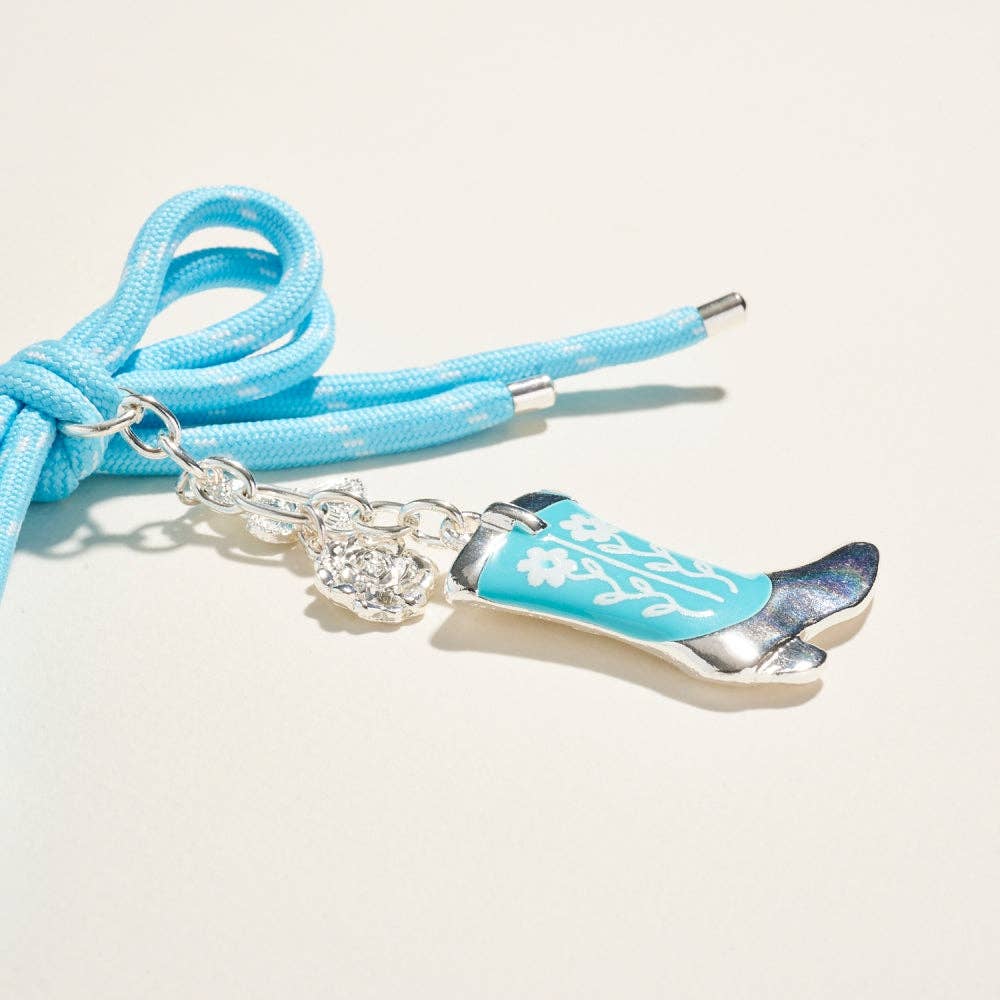 Silver Turquoise Western Rodeo Cowgirl Boot Keychain Bag Charm for wholesale on Faire1