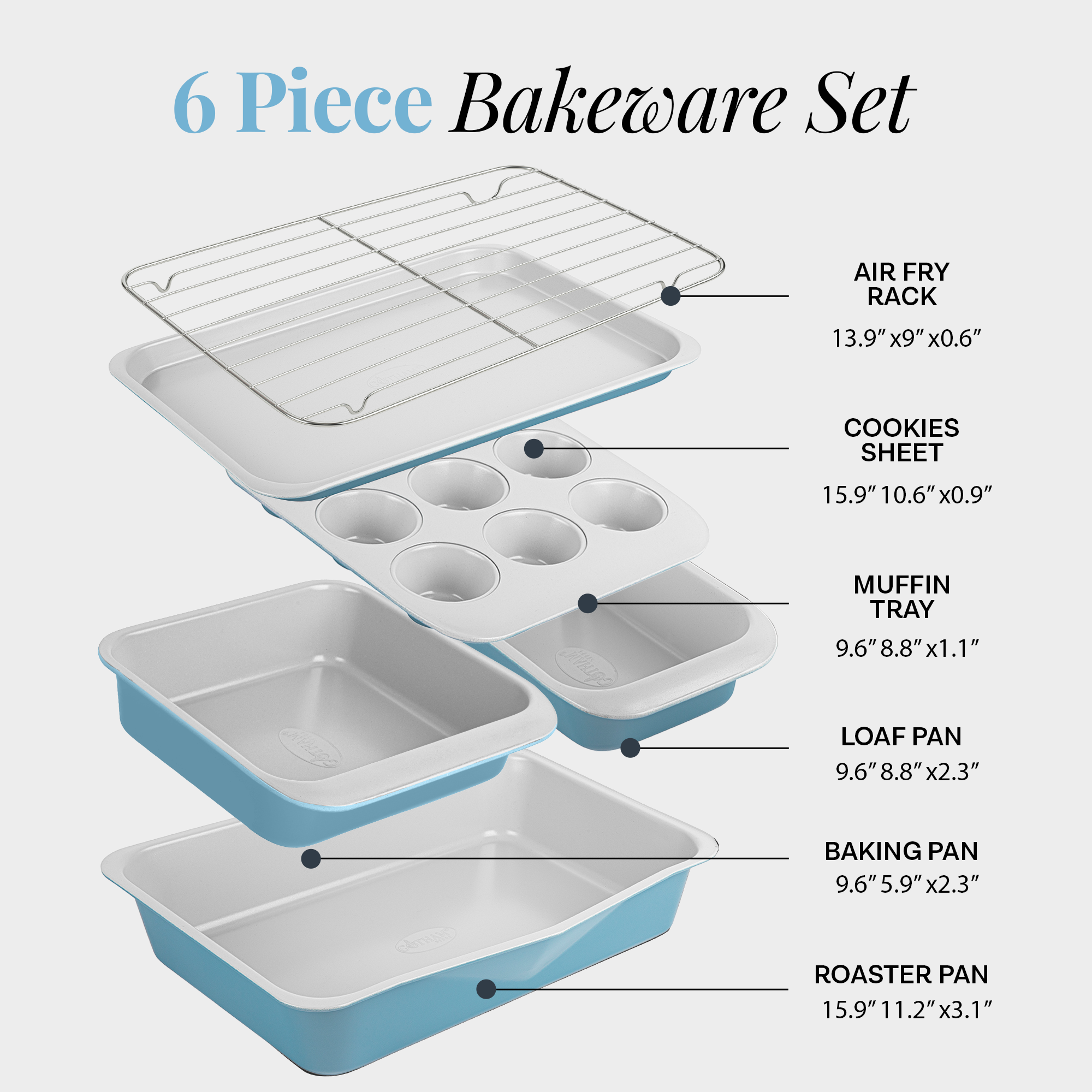 Gotham Steel/Granitestone – wholesale Baking dish – Gotham Steel 6 Piece Bakeware Set in Blue 0