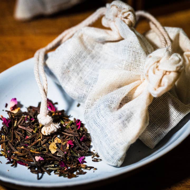 Mansimble Tea & Estate - Wholesale Tea Bags - Wild Rose & Black Kangra Hand-Tied Organic Cotton Tea Bag