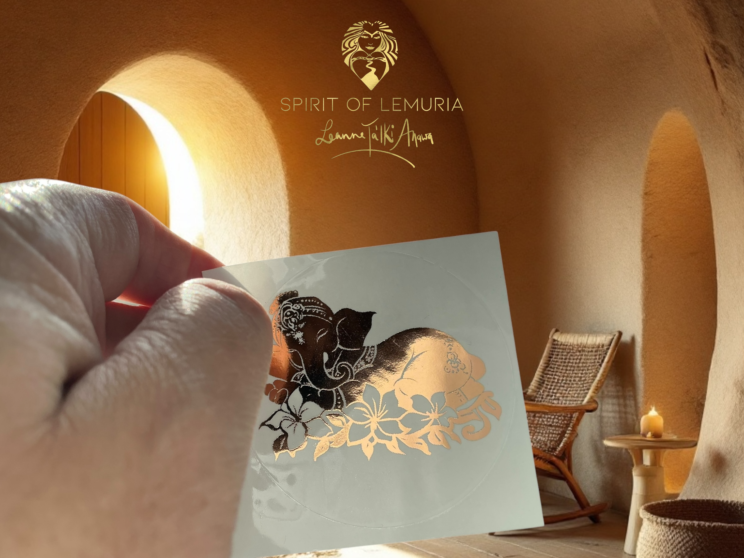 Spirit of Lemuria – wholesale Sticker – Ganesh Resting Foiled Sacred Geometry Sticker5
