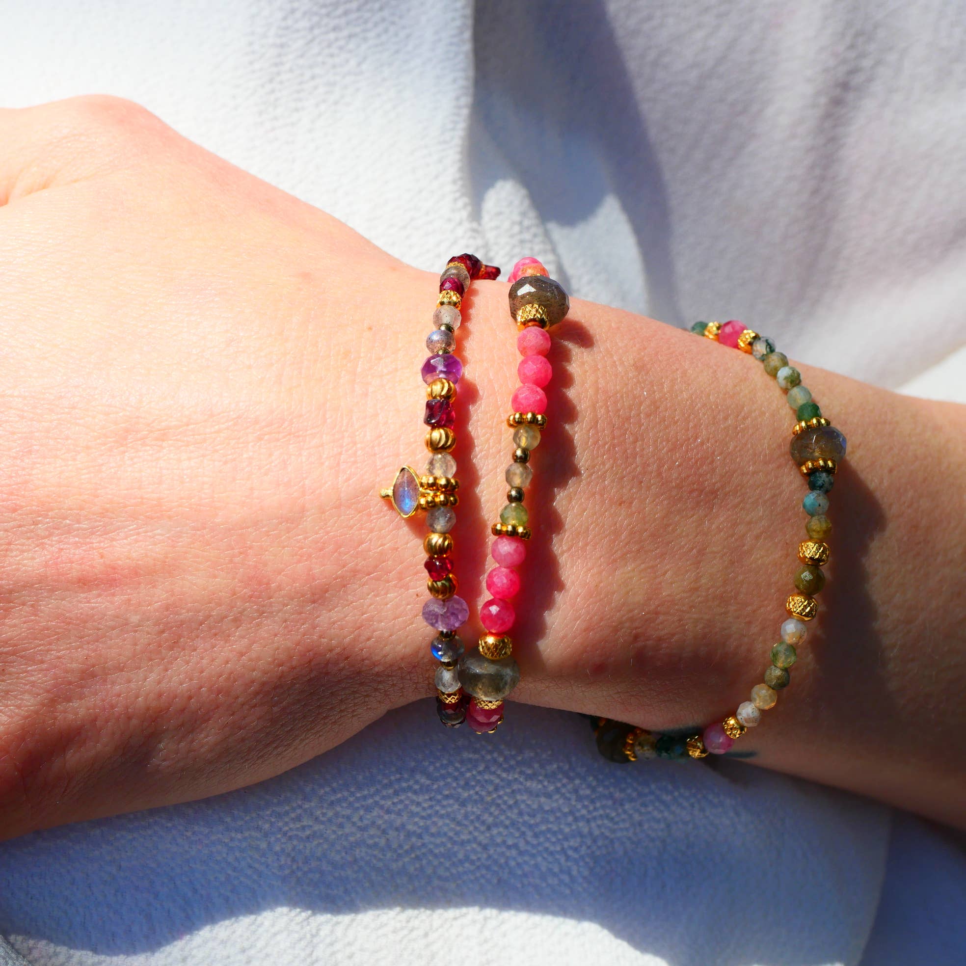 GINANDGER - Wholesale Beaded Bracelet - Bracelet TATVA - Indian Agate, Rhodonite, Labradorite1