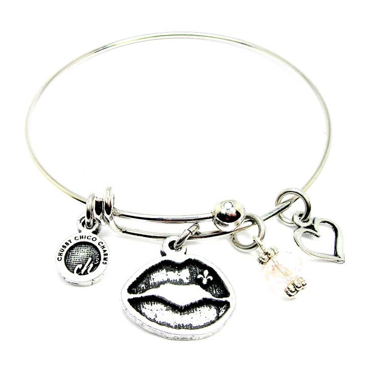 Fleur de lis Mardi gras Bangle Expandable Bracelet NOLA for wholesale by Chubby Chico Charms