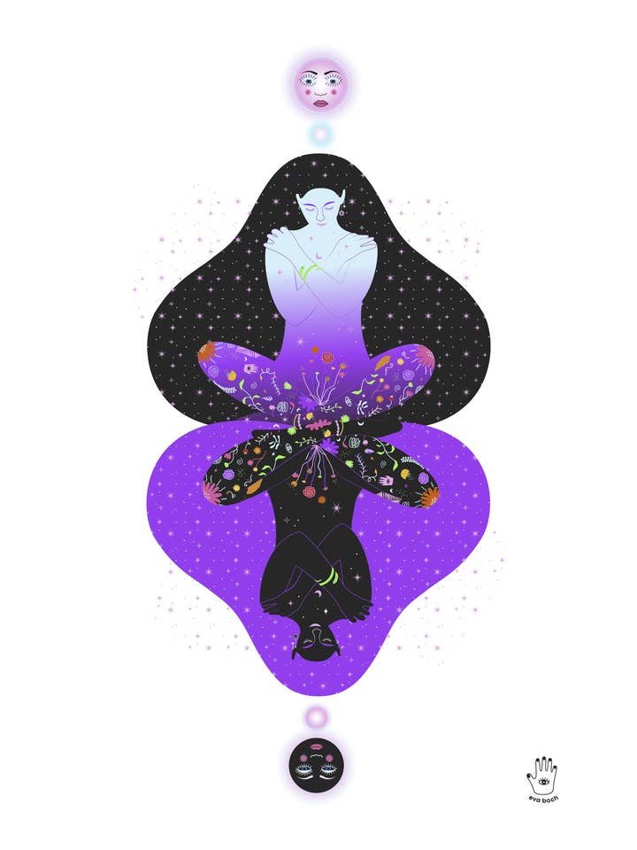 Ich umarme meine Dualität Kunstdruck, Wandkunstdruck, Poster, Illustration für den Großhandel von Eva Boch