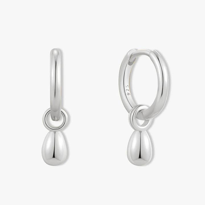 Chic Teardrop Dangle Hoops in Silver for wholesale by LEA Jewels