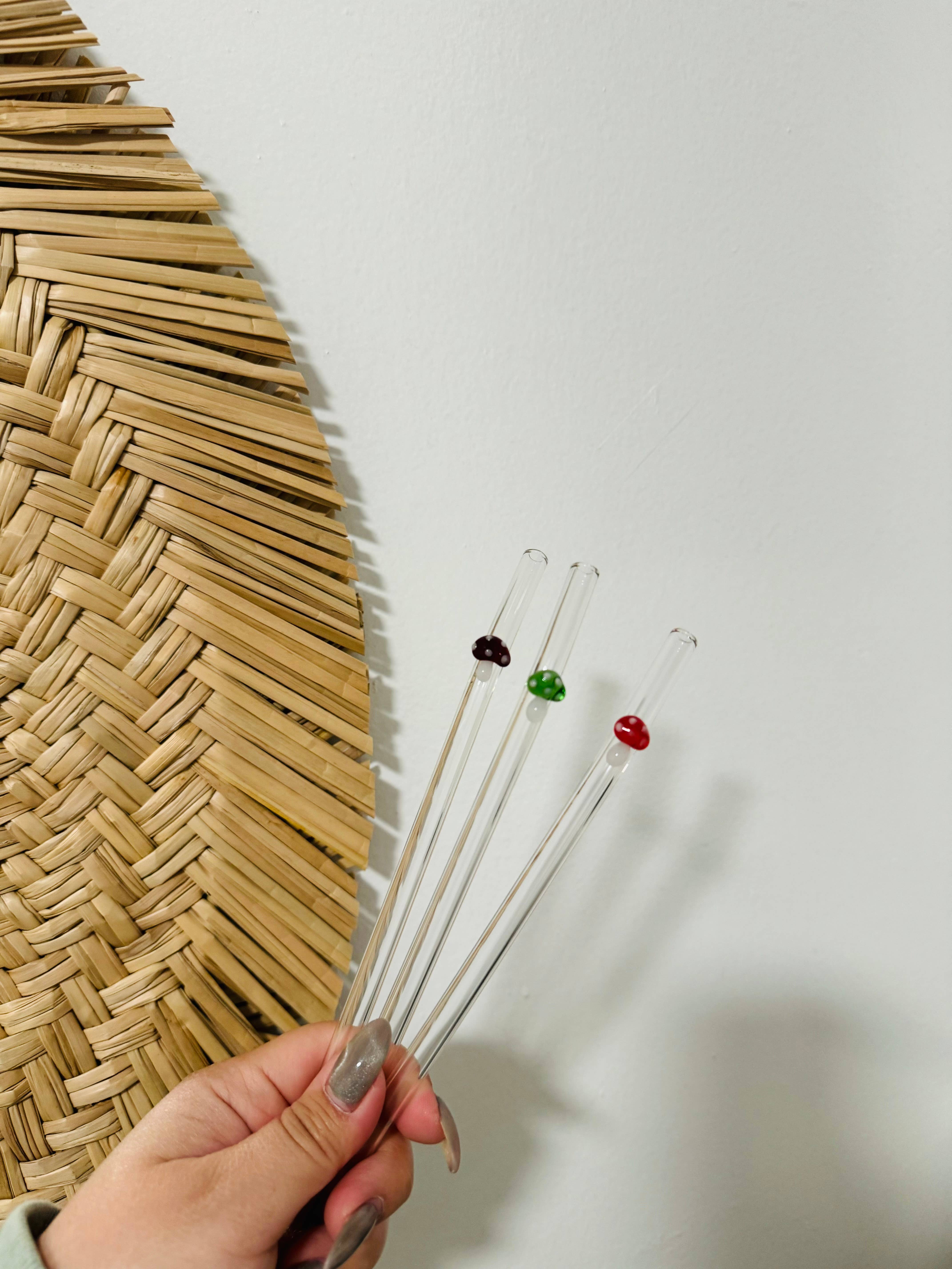KuriArt Designs - Wholesale Drinking Straw - Mushroom Glass Straws | Reusable Glass Straws7