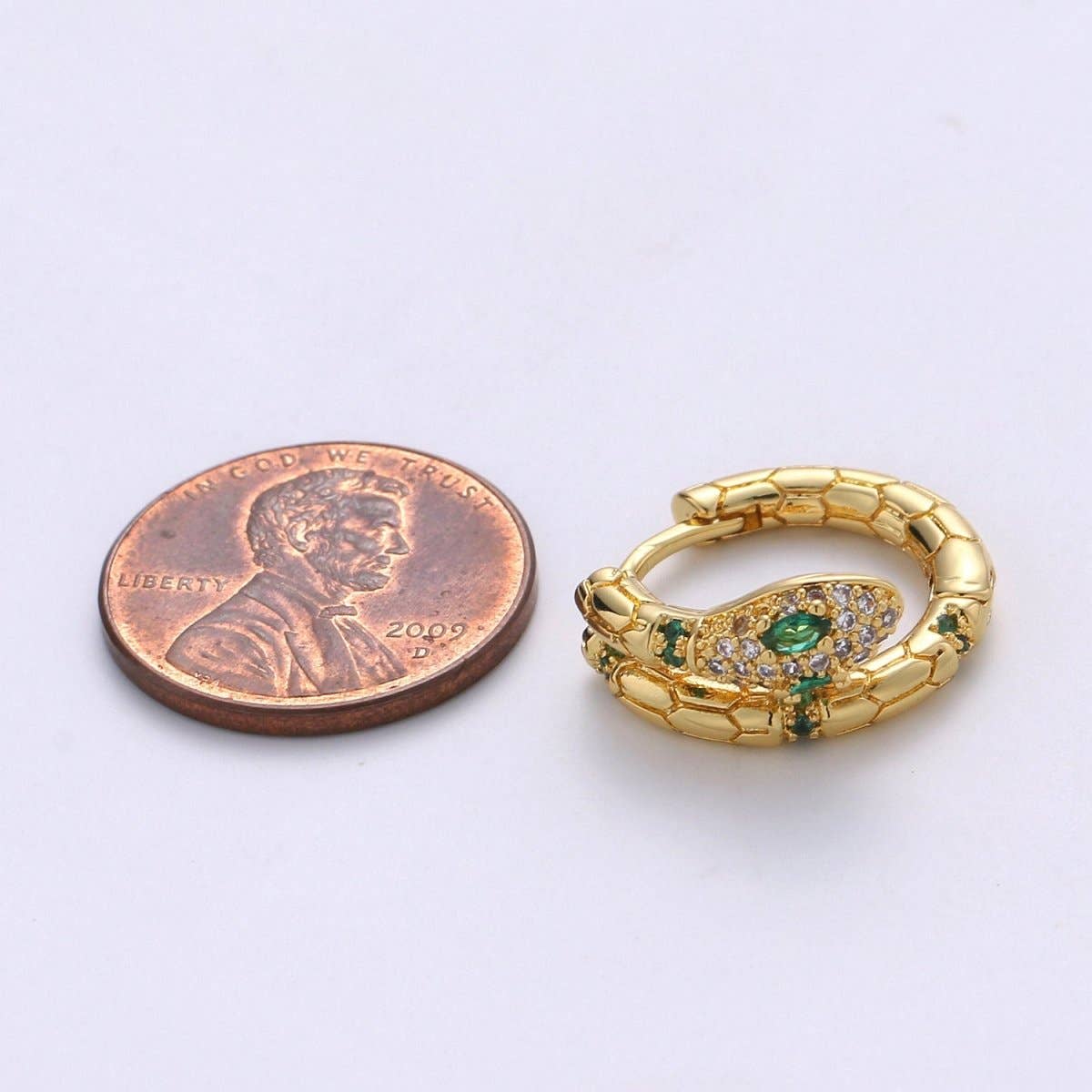 Aim Eternal - Wholesale Huggie Earrings - SNAKE hoops - snake earrings - green and blue earrings - 14K Huggie hoops Q-138 Q-1392