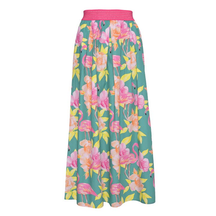 Bella-cs skirt with flamingo print in peppermint for wholesale by cute stuff GmbH