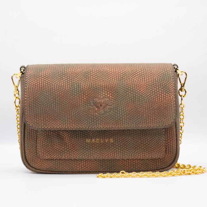 Electre Khaki Doré - mala de mão com alça para o ombro por atacado de Naelys