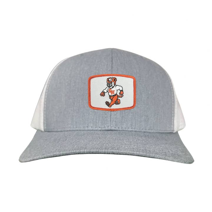 Sam Houston Walking Sammy Bearkat / Limited Edition Silver Hat / 162 / Mesh Snap Back / SHSU010 for wholesale by Last Stand Hats, LLC