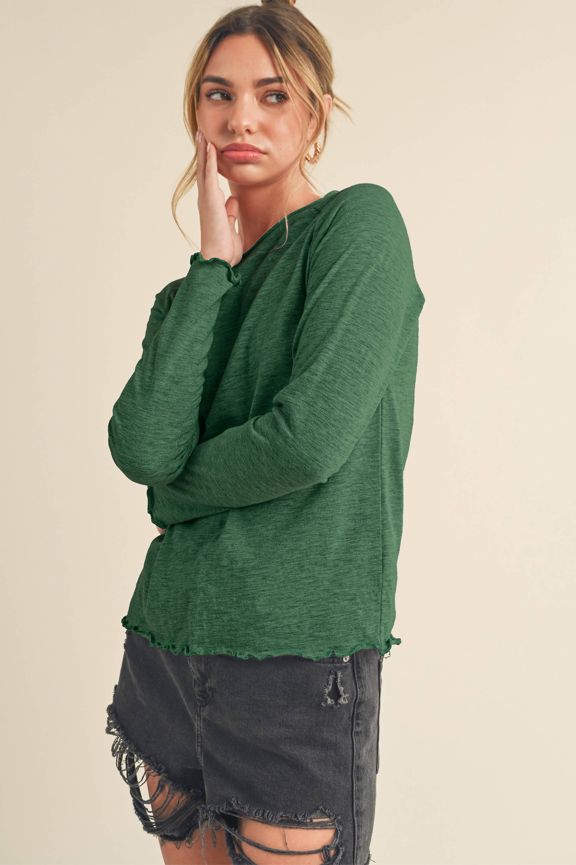 AEMI + CO - Wholesale T-Shirt - Women's - 8288DN Gwen Baby Long Sleeve Top25