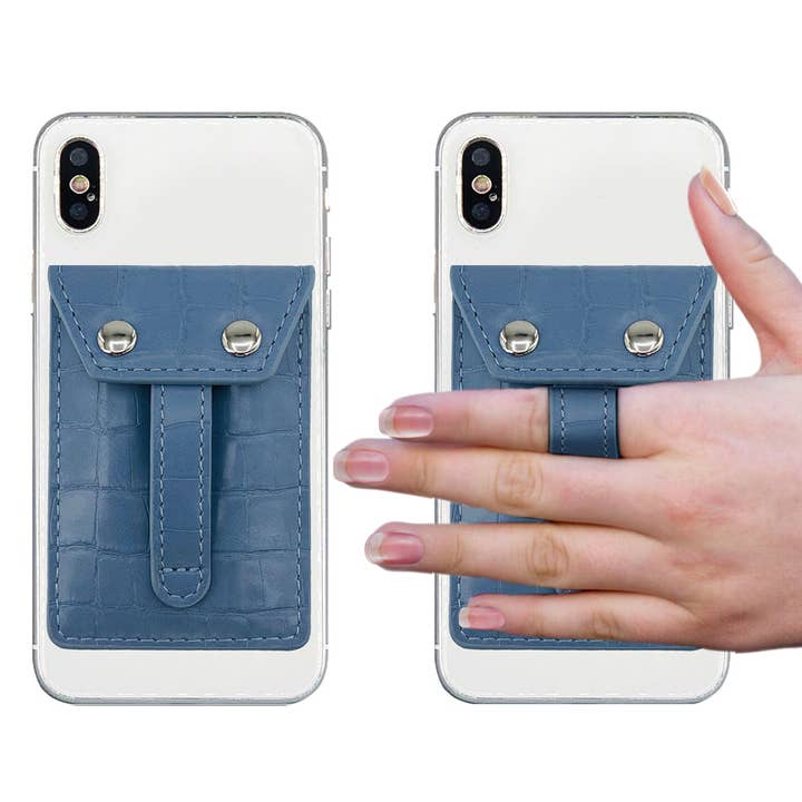 Phone Flipper ( Peel & Stick ) Phone Wallet - Blue Croc for wholesale by Phone Flipper