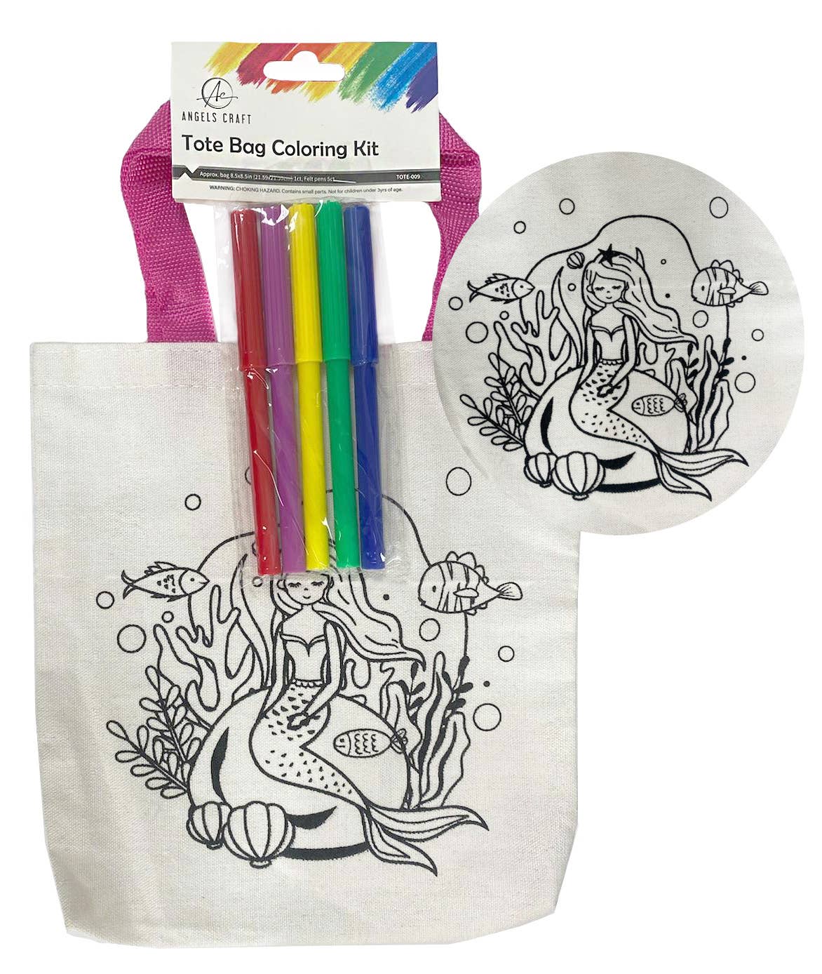 Angels Craft - Wholesale DIY Craft Kit - Kids - Color Your Own Tote! – 5 Fun Designs to Choose From2