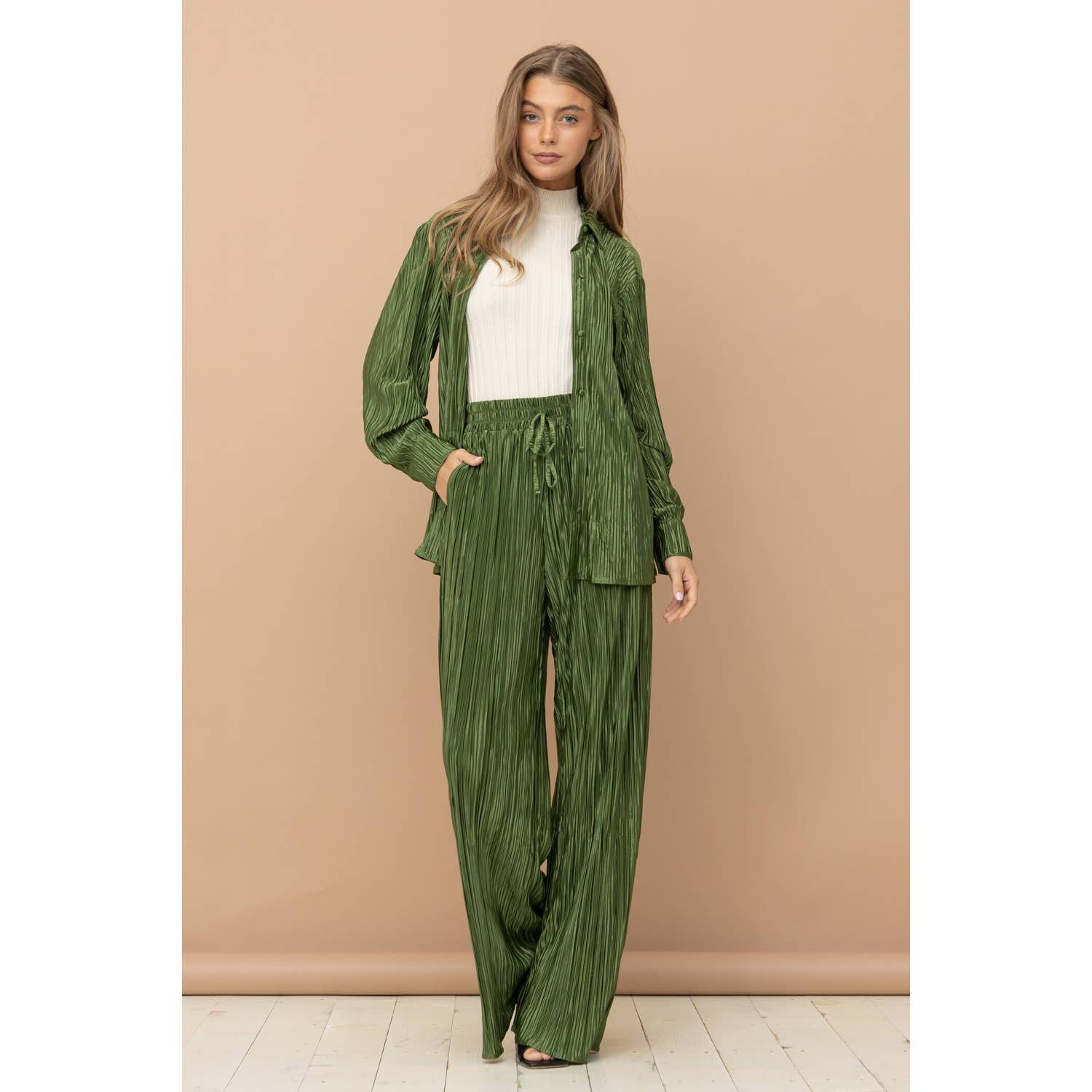 Apolline - Wholesale Top & Pant Set (NOT Loungewear) - Women's - Pleated Blouse Pants Set10