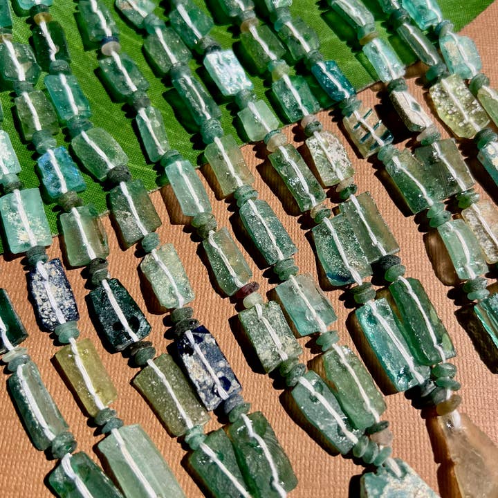 Bead Goes On - Wholesale Beads - Silk Road Roman Glass Flat Rectangle Bead Strands2