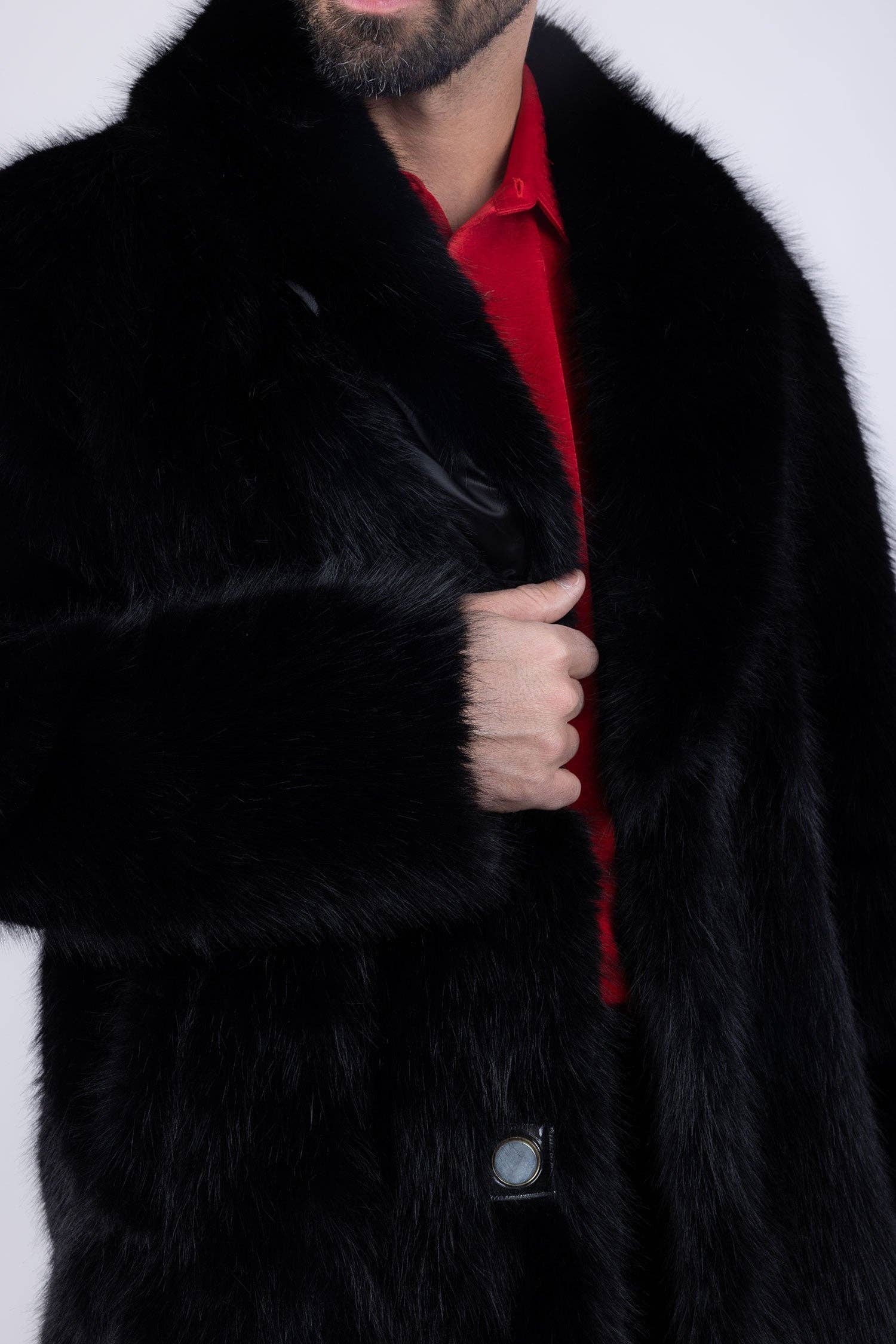 BARABAS - Wholesale Coat - Men's - Men's Fur Coat Shawl Lapel Luxury Long Blazer 4BHL041