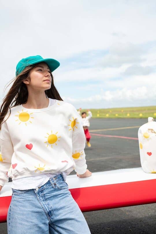 Ayuna - Wholesale Sweatshirt - Women's - Women's Oversized Cotton Sweatshirt Sun and Heart - Sunny Heart1