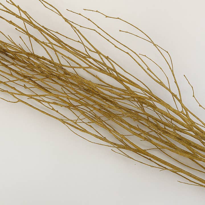 GS Foliage - Wholesale Dried/pressed flowers - Decorative Glittered 4 Foot Birch Branches | 10pc Bunch