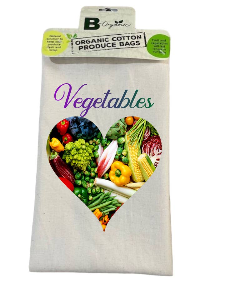 B- Organic - Vegetables in Heart - Medium - 12" x 14" for wholesale by B-Organic