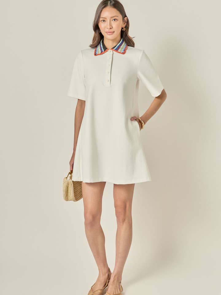 Knitted Collar A-Line Shirt Dress for wholesale by English Factory