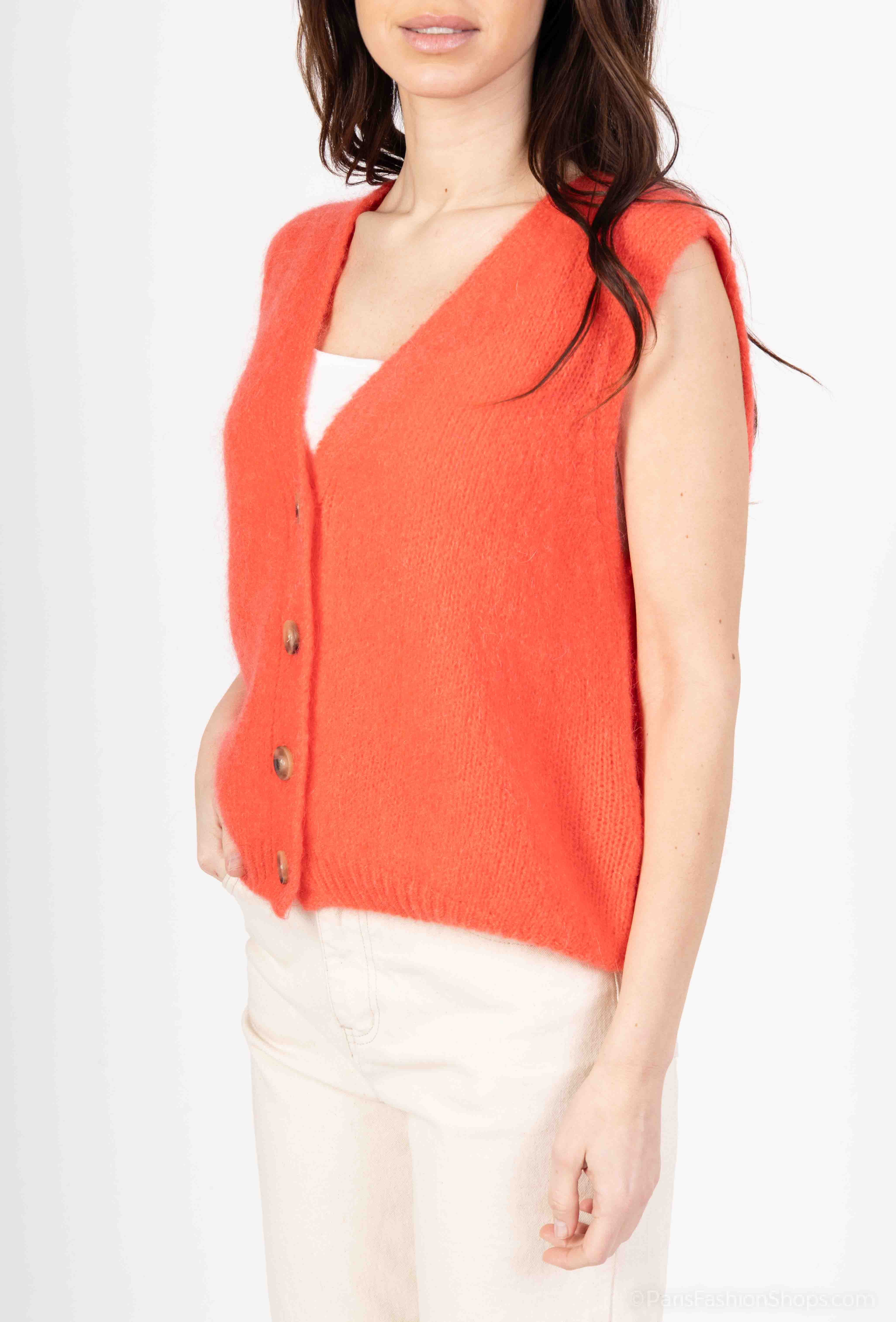 LINEN & COTTON HOUSE - Wholesale Sweater Vest - Women's - Sleeveless sweater with buttons 507118