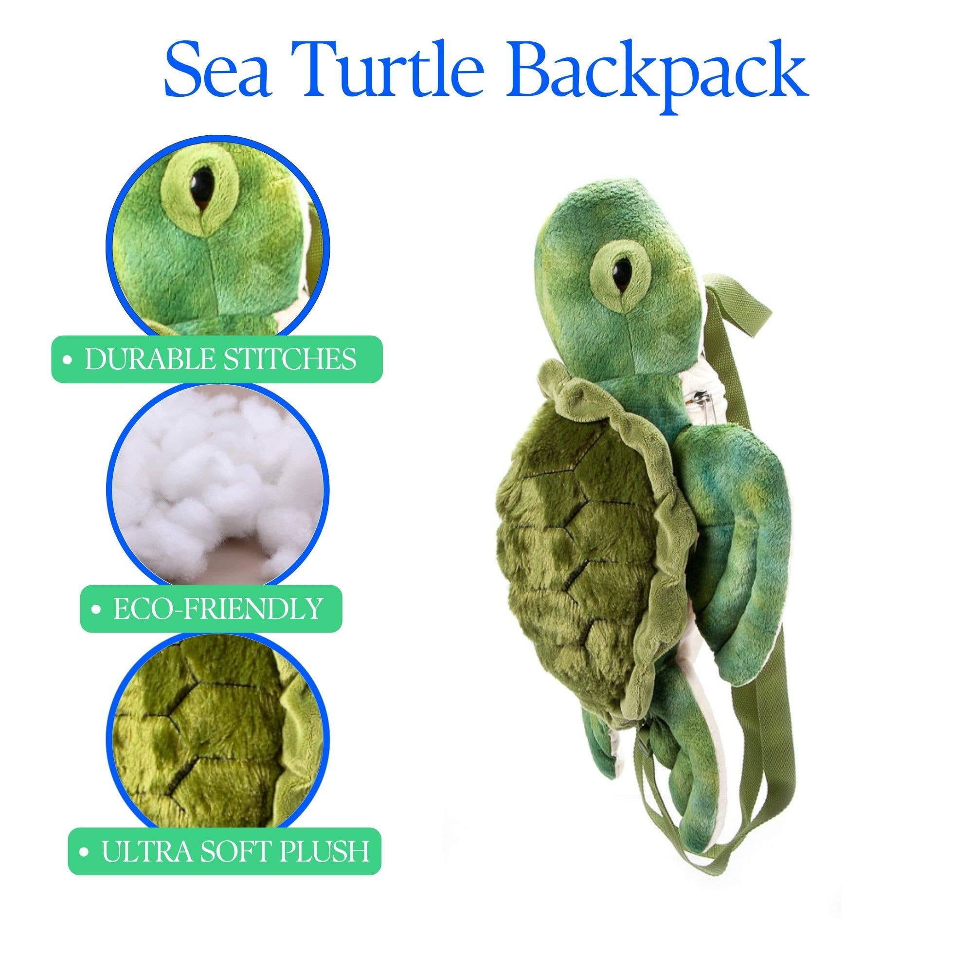 The Petting Zoo – Engroshandel Rygsæk - Børn – Havskildpadde 20" Bærbar Plys Rygsæk Dyr4