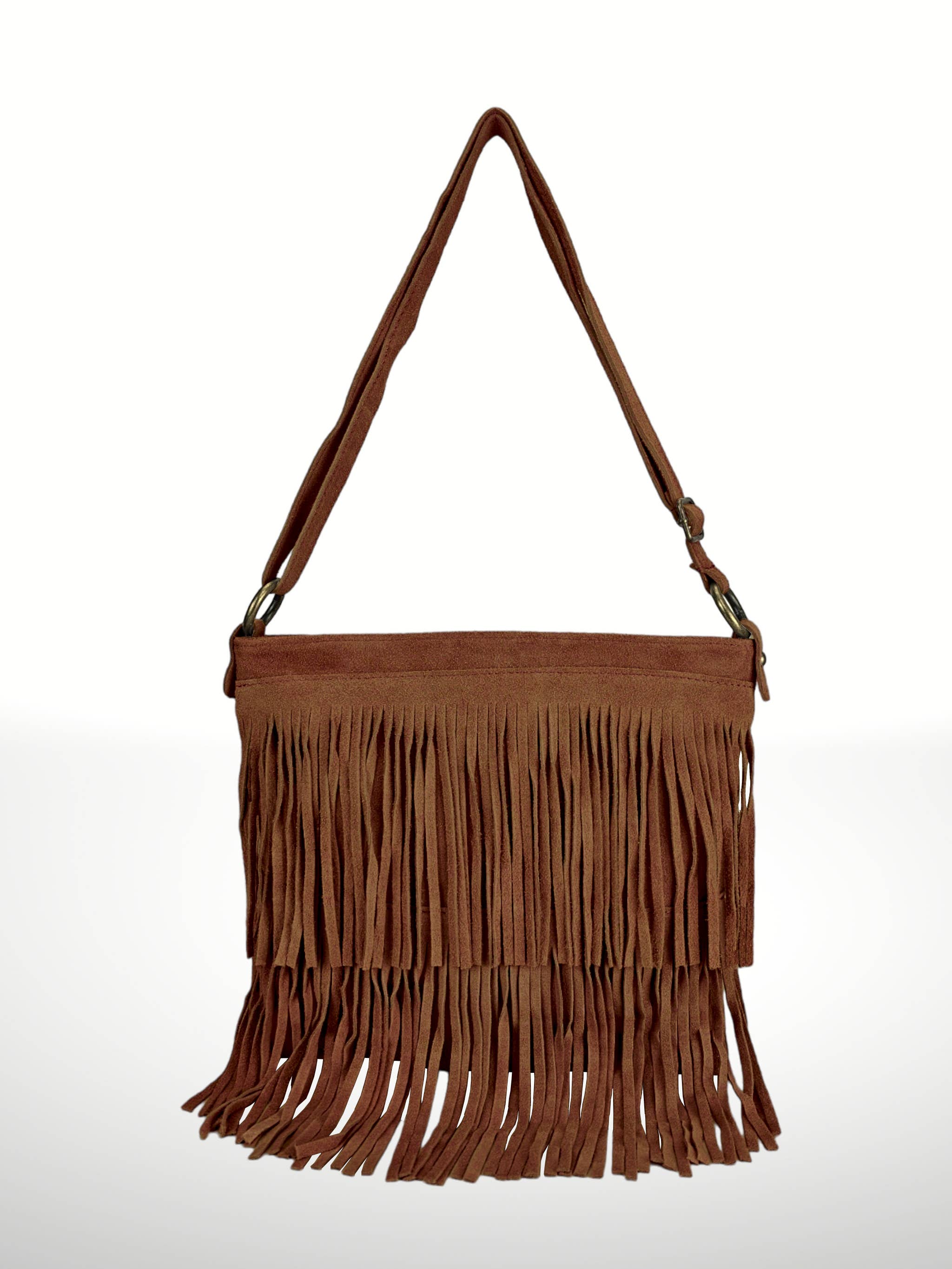 ITALIAN'S LEATHER - Wholesale Crossbodytas - Dames - Suède leren tas Cascade met franjes17