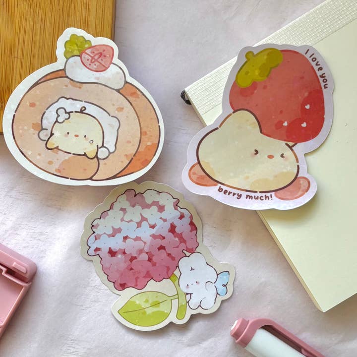 Sara's Booth - Wholesale Sticker - Mel's hydrangea holographic sticker2