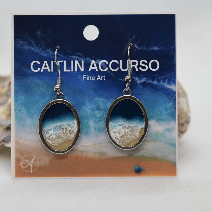 Ocean Oval Beach Earrings for wholesale by Caitlin Accurso Art