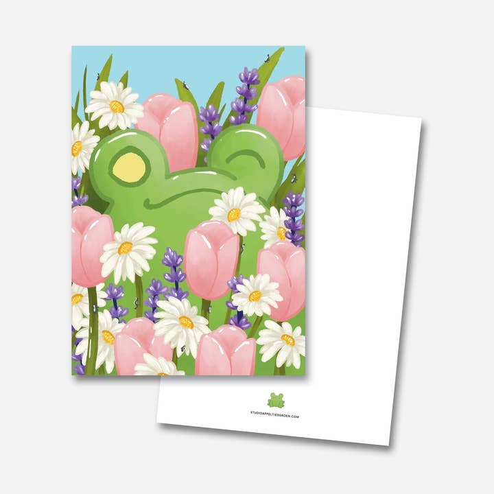 Studio Appeltjesgroen - Wholesale Postcard - Frog and Flowers postcard0