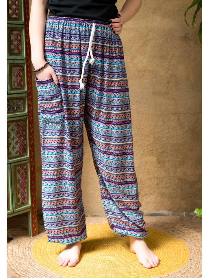 Namaste - Wholesale Pants – Women's - Freesize Stripe Pattern Harem Trouser3