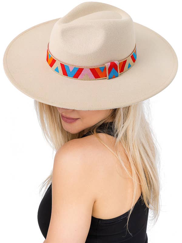 Chapéu de fazendeiro de feltro largo colorido Boho Chevron elástico por atacado de Cap Zone