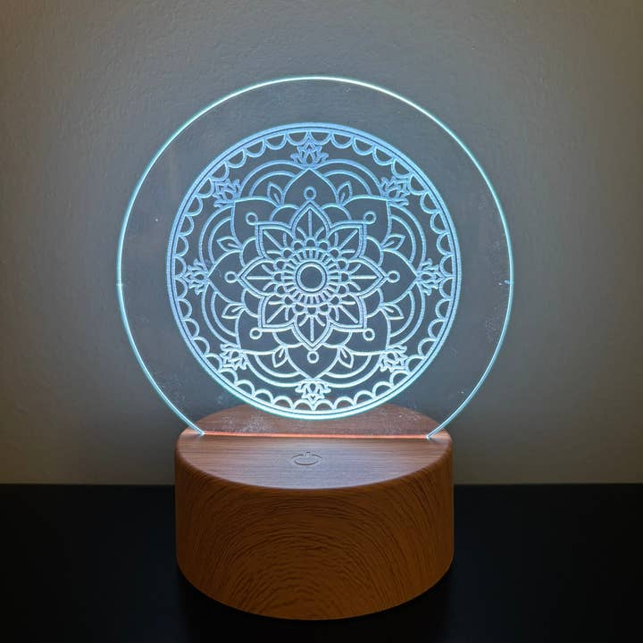 Mandala Night Light Acrylic LED Sign w/Remote 16 Colors for wholesale by Minglewood Trading