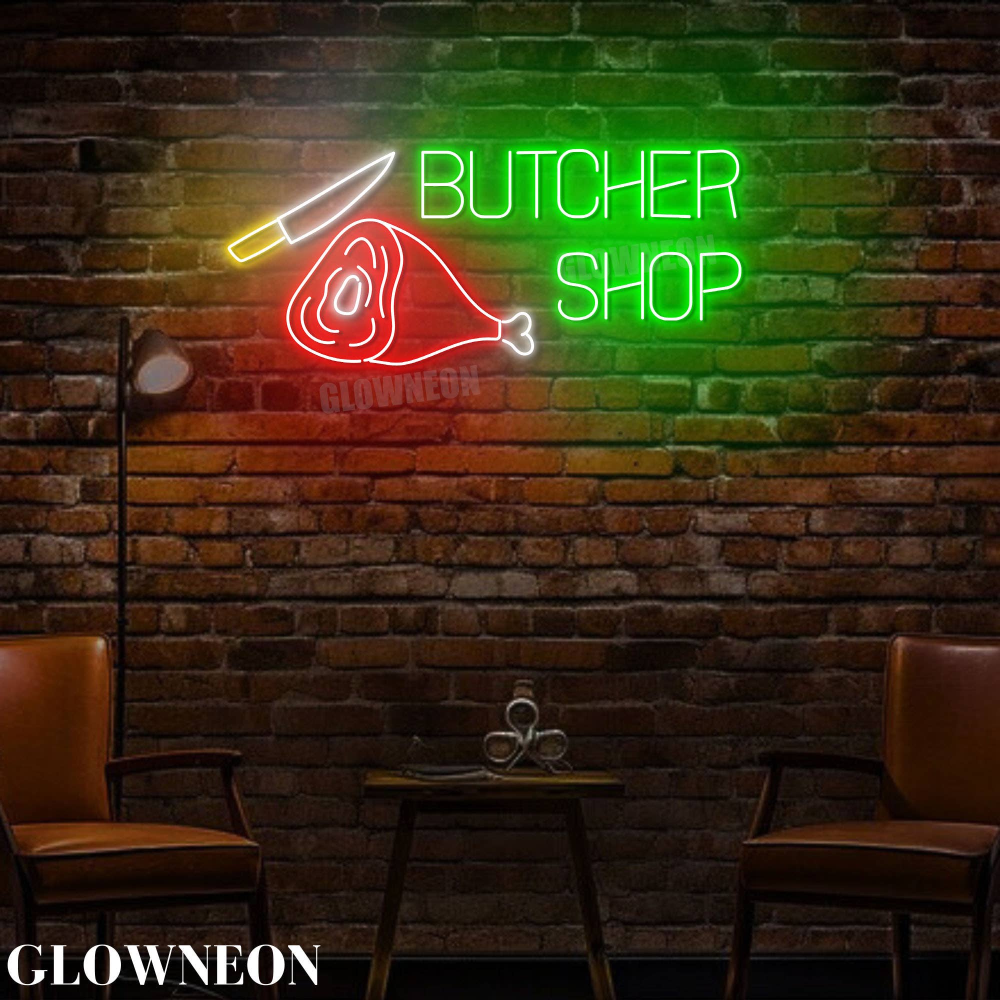 Glow Neon - Wholesale Neon Sign - Butcher Shop Wall Neon Light, Meat Shop Butchery Wall Decor1