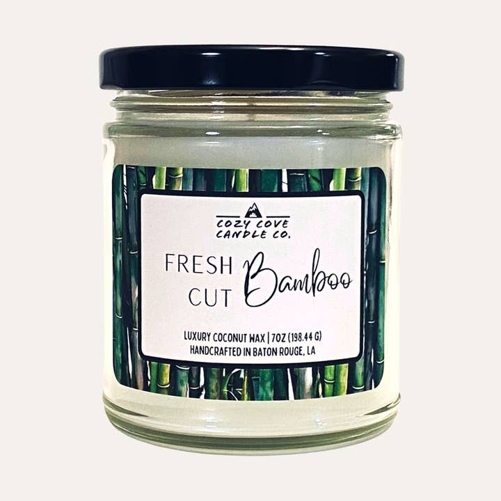Bambú recién cortado | Vela de cera de coco de lujo 7 oz. para venta al por mayor de Cozy Cove Candle Co LLC