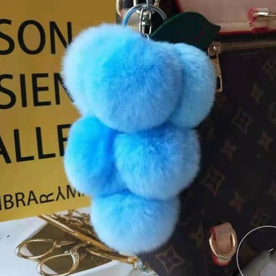 Cute Otter Rabbit Fur Grape Keychain Pendant for wholesale by UZ Wholesale Store