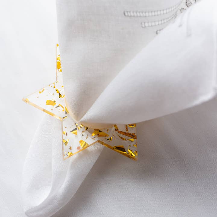 Ariel Tidhar – wholesale Napkin ring – Jewish Star Napkin Rings - Gold Fleck