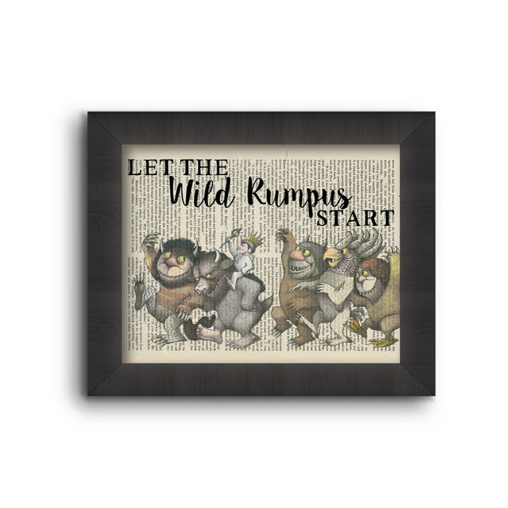 Cecelia Rose Book Page Art - Wholesale Art Print - Let The Wild Rumpus Start - Where The Wild Things Are
