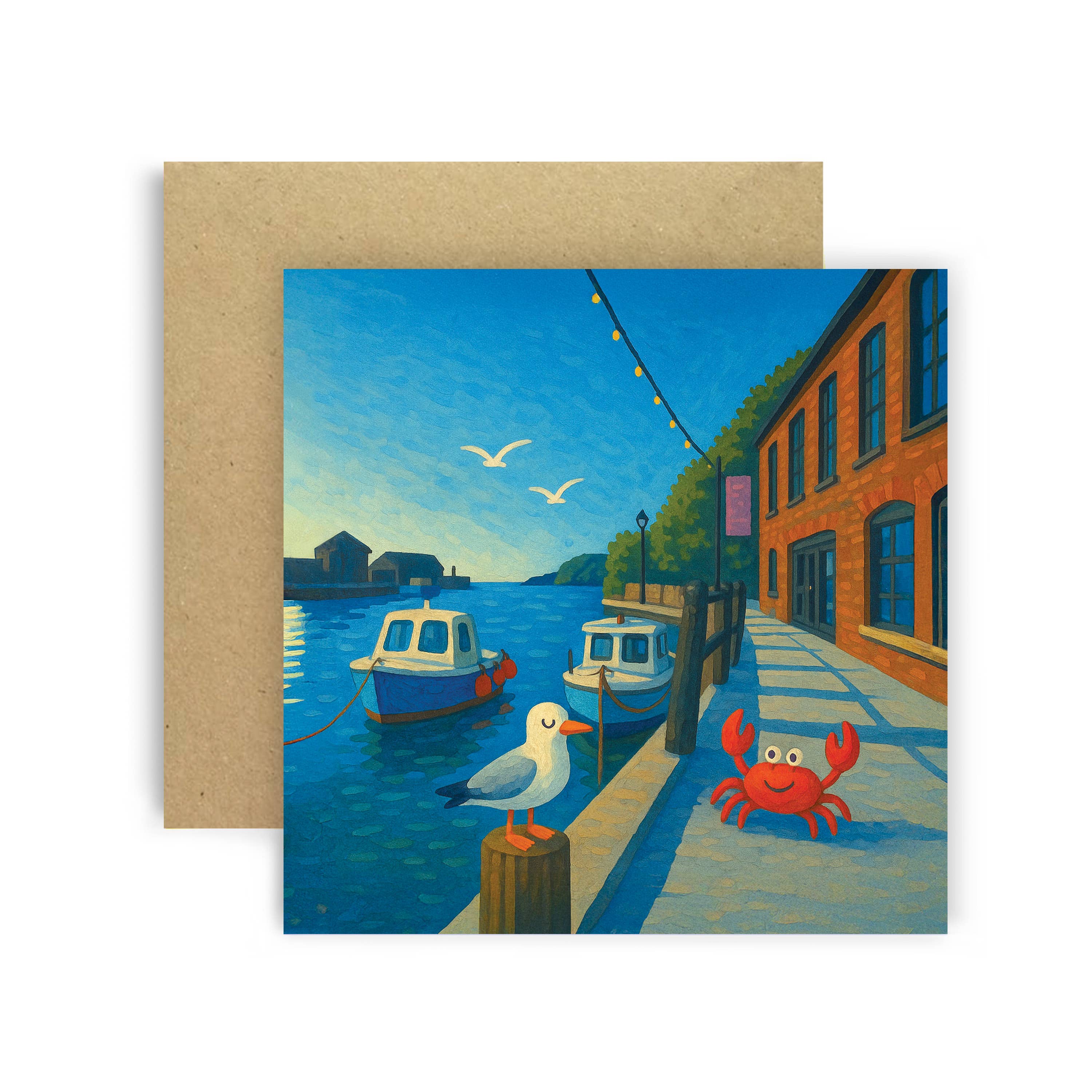 Huxters – wholesale Everyday greeting card – Looe Harbour Wall Cornwall Greeting Card0