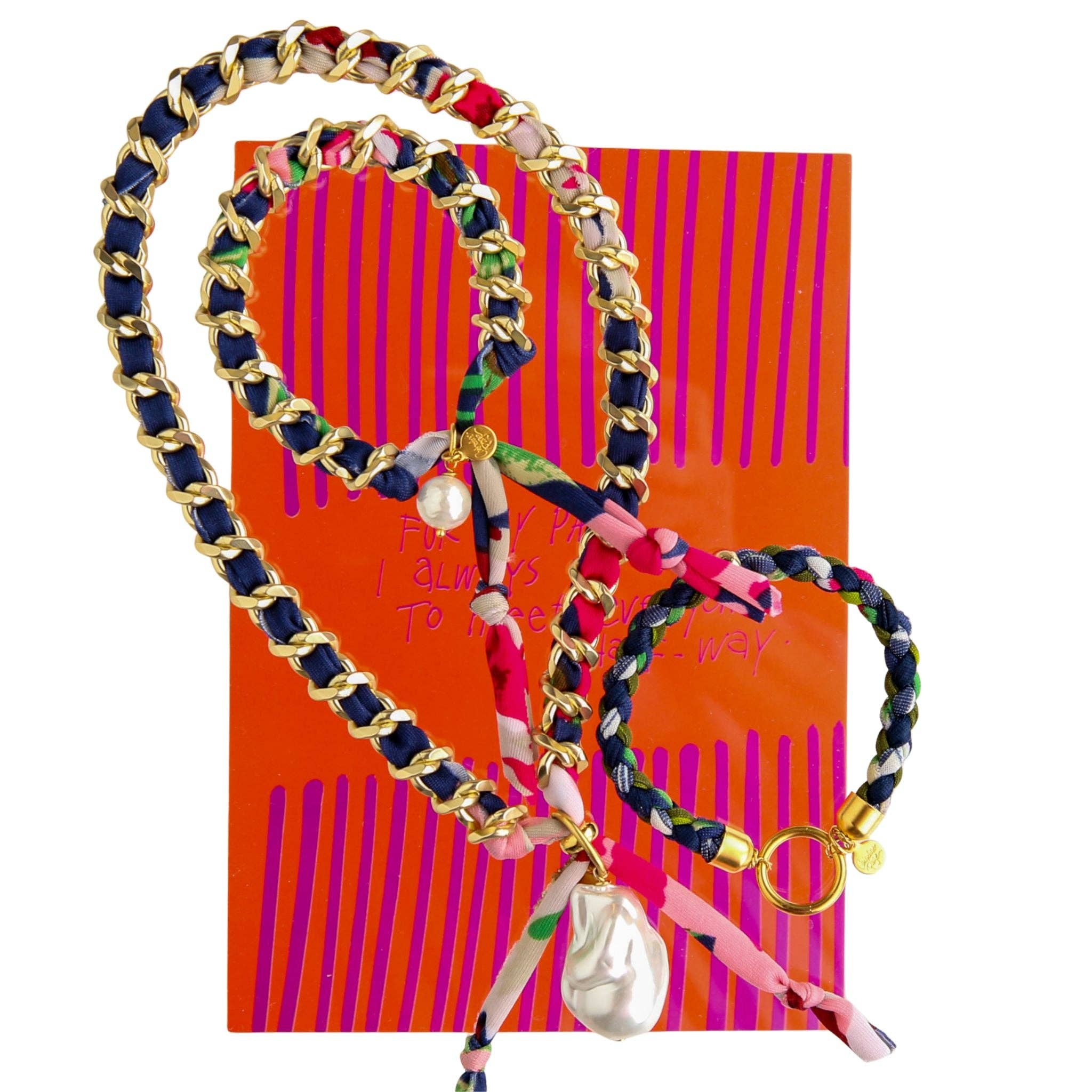 Catherine Page Jewelry - Wholesale Link & Chain Necklace - Ginger Wrapped Chain Necklace in Blues3