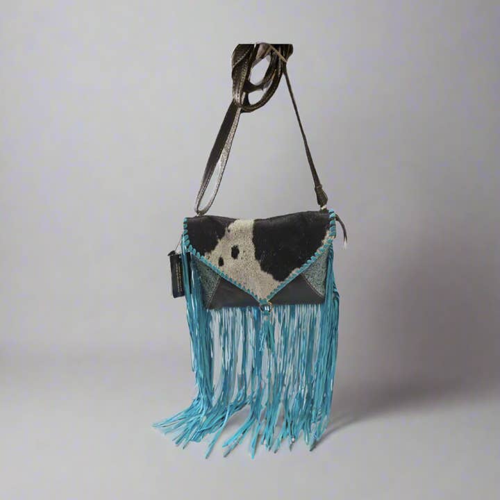 Borsa a tracolla in pelle di mucca con frange 2128 per la vendita all'ingrosso da parte di Viceroy Leathers