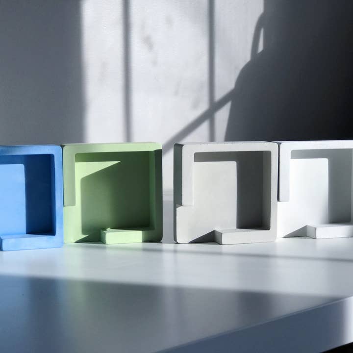 Weii Life Inc. – Engroshandel Skrivebordsindretning – Post‑IT Bemærk Cement Holder-Beton Sticky Note Cube Holder2