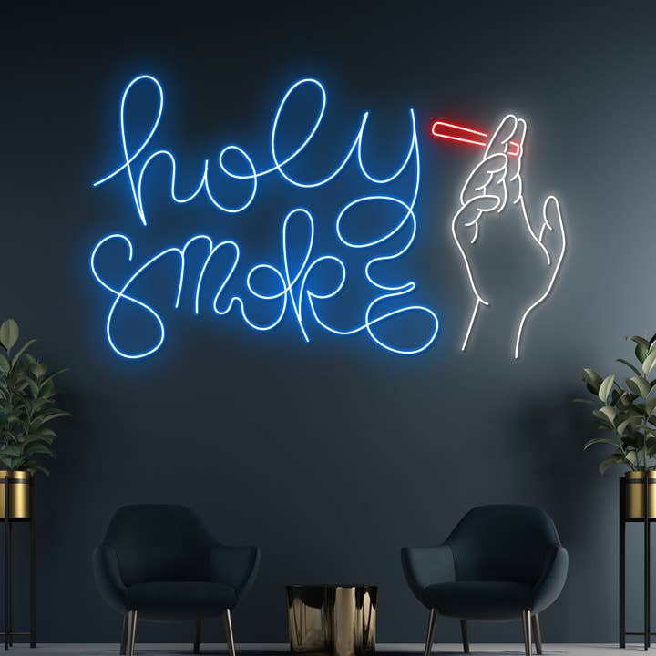 Holy Smoke Neon Sign, Cigar shop store Signboard Deco for wholesale by Glow Neon